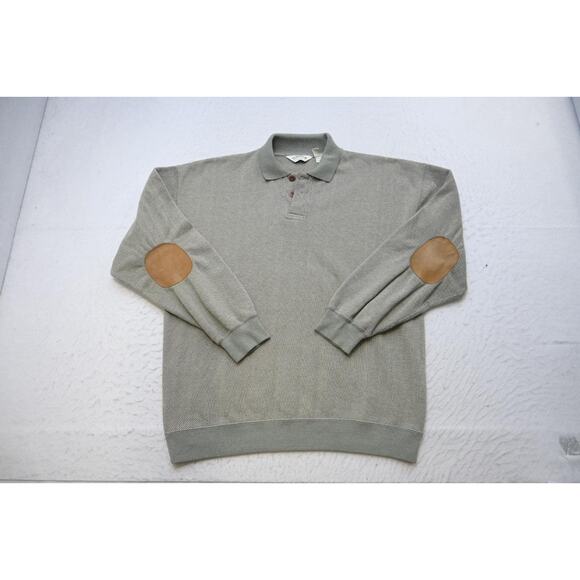 Orvis Other - ORVIS Country Leather Elbows Knitted Pullover Polo Sweater Mens Size Large
